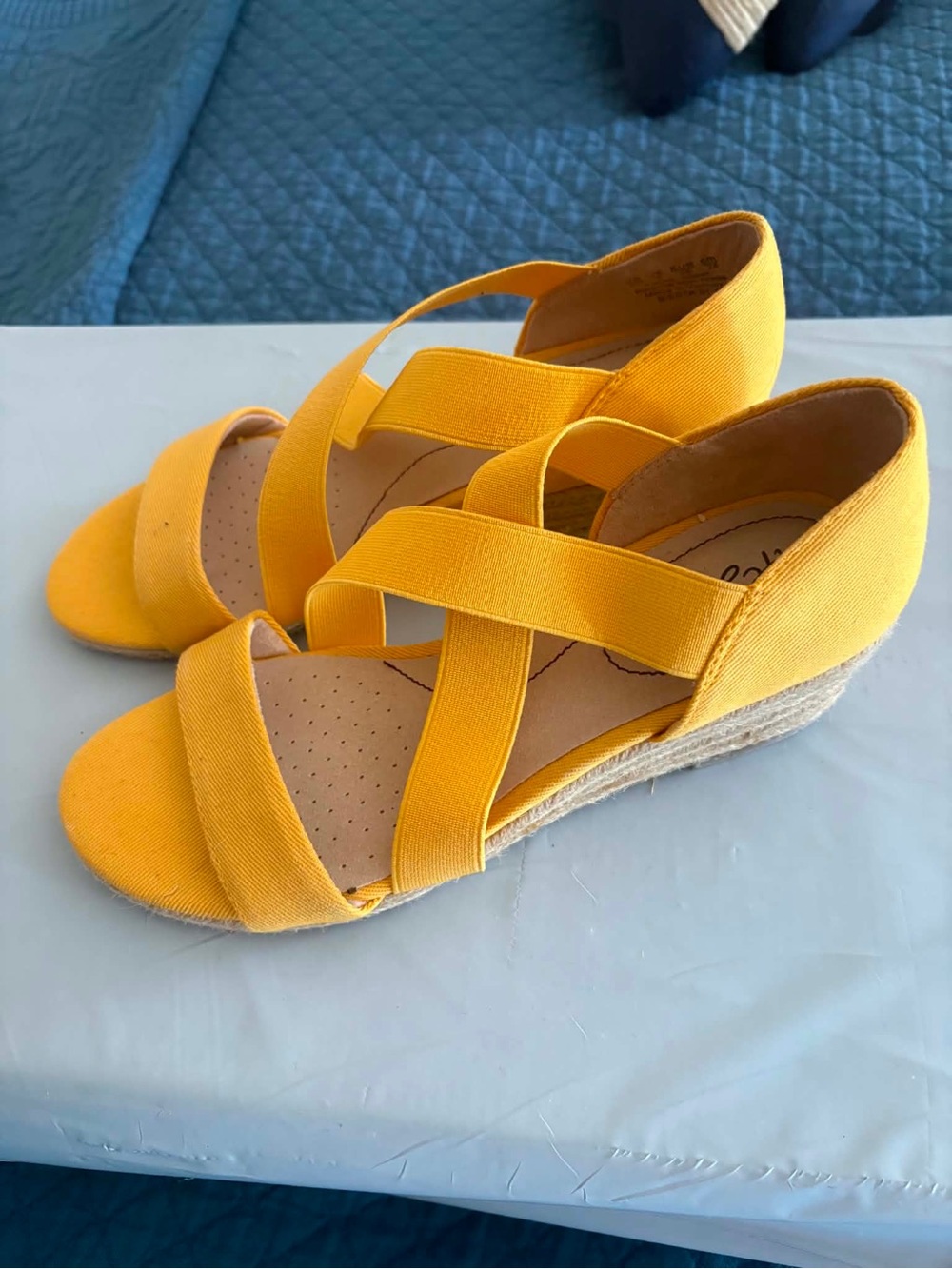 Yellow Wedge Espadrille Sandals Wedges by Life stride 8